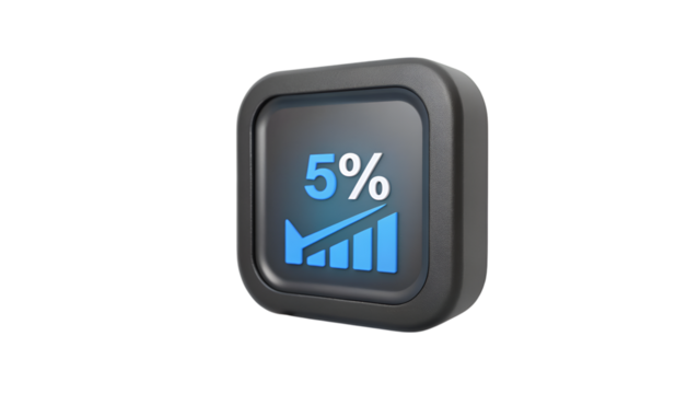 Five percent growth business finance investment illustration on transparent background