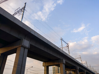 Elevated Suburban Train Track Beams.
