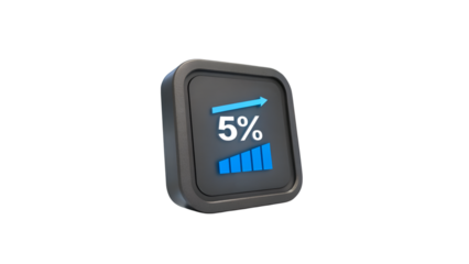 Five percent growth indicator symbol stock market increase on transparent background