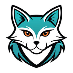 A stylized fox head shows detailed teal fur and intense orange eyes