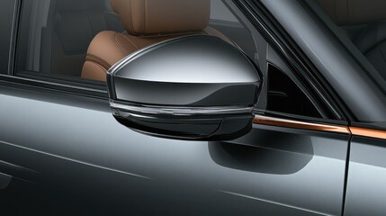 Close-up of a sleek, modern car side mirror