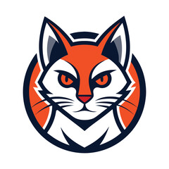 Fototapeta premium An orange fox face is encircled with stern eyes and navy outline
