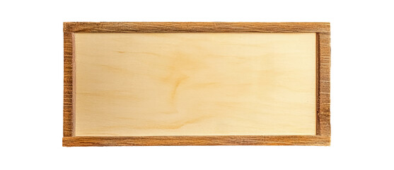 Isolation of empty wooden board with wooden frame on transparent background