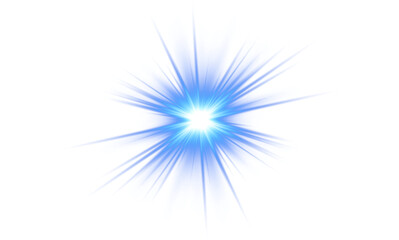 Obraz premium Blue Light Flare with Rays on Transparent Background. Glowing Star Effect PNG