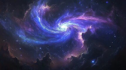 Cosmic swirl of vibrant nebulae in deep space