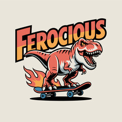 Ferocious T-Rex Skateboard Mascot Illustration