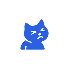 An unhappy, stylized blue cat icon
