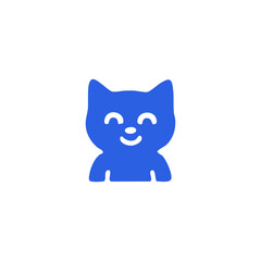Simple, stylized, blue cartoon cat graphic