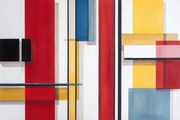 Abstract geometric composition with red, blue, and yellow rectangles