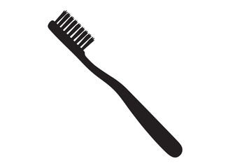 Toothbrush logo silhouette vector, Toothbrush logo icon, toothbrush silhouette vector illustration, simple black toothbrush silhouette logo vector on a white background.