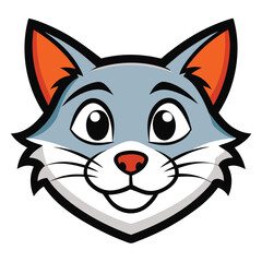 A cartoon wolf head shows a friendly and simple look on a white background