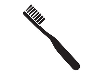 Toothbrush logo silhouette vector, Toothbrush logo icon, toothbrush silhouette vector illustration, simple black toothbrush silhouette logo vector on a white background.