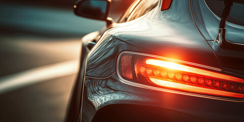 rear lights of a luxury sports car close-up