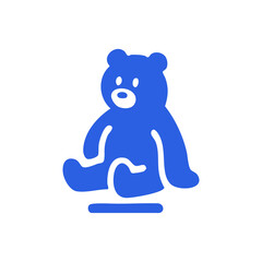 Sitting blue teddy bear icon