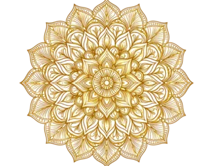 Papier peint photo Mandala Ornate golden mandala design with intricate floral patterns, symmetrical and detailed line art. Isolated on transparent background.  © Mst Fateha Begum