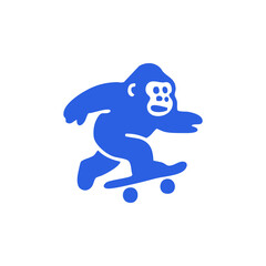 Blue gorilla skateboarding