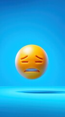 3D Render of a Worried Orange Emoji on Blue Background