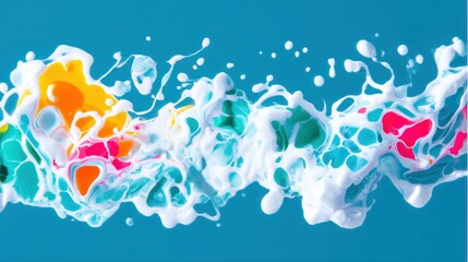 Abstract Colorful Paint Swirl on Cyan Background