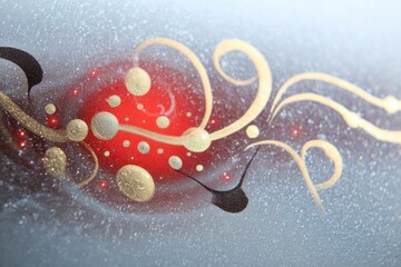 Abstract Dreamscape with Red and Gold Swirls