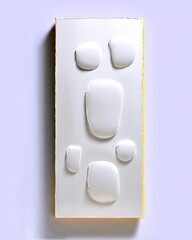 Abstract White Relief Sculpture with Gold Accents