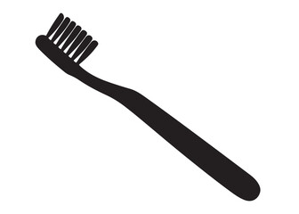 Toothbrush logo silhouette vector, Toothbrush logo icon, toothbrush silhouette vector illustration, simple black toothbrush silhouette logo vector on a white background.