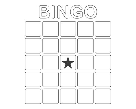 Bingo card template blank with star, luck lotto board game. Bingo ticket empty. Bingo icon, for numbers.  - Powered by Adobe