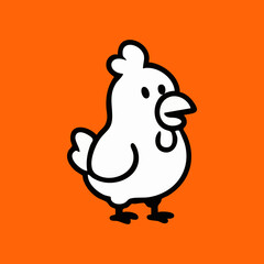Simple white chicken silhouette on an orange background