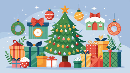 Fototapeta premium vector christmas tree with gifts background