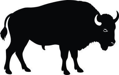 Bison buffalo  black silhouette vector