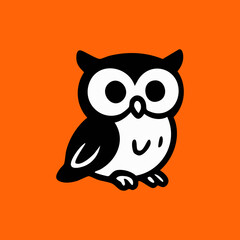 Cute cartoon owl on an orange background