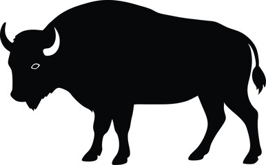 Bison buffalo  black silhouette vector,American bison or buffalo