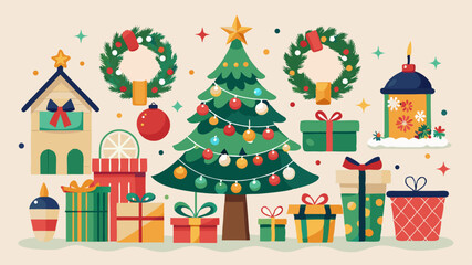 Fototapeta premium vector christmas tree with gifts background