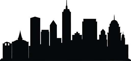 Boston City Skyline black silhouette vector,City Skyline illustration