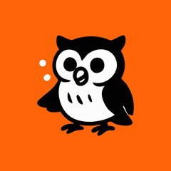 Cartoon owl on an orange background