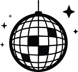 Disco ball icon, Disco ball with sparkel silhouette vector illustration