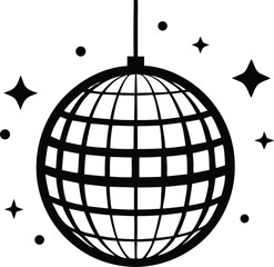Disco ball icon, Disco ball with sparkel silhouette vector illustration