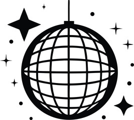 Disco ball icon, Disco ball with sparkel silhouette vector illustration