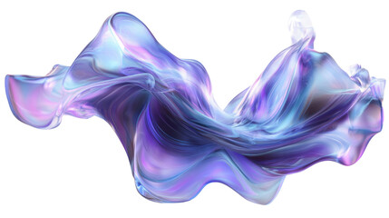 silver purple and blue wave fluid holographic iridescent on white background