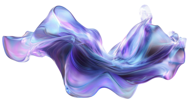 silver purple and blue wave fluid holographic iridescent on white background
