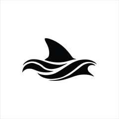 Shark Fin Silhouette Icon - Minimalist Black Vector Illustration