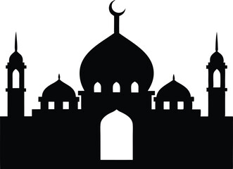 islamic mosque  black silhouette vector,Arabic architecture mosque illustration