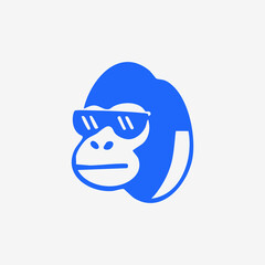 Blue gorilla head with sunglasses