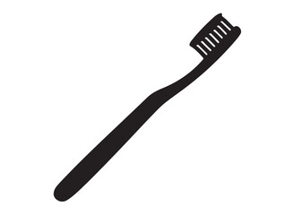 Toothbrush logo silhouette vector, Toothbrush logo icon, toothbrush silhouette vector illustration, simple black toothbrush silhouette logo vector on a white background.