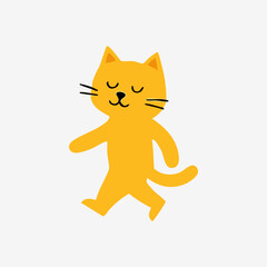 Cute cartoon cat walking