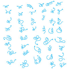 Hand drawn arrow set featuring curved, straight, dotted, and swirled arrows design, arrow vector for creative design, presentations, infographics, and decorative purposes