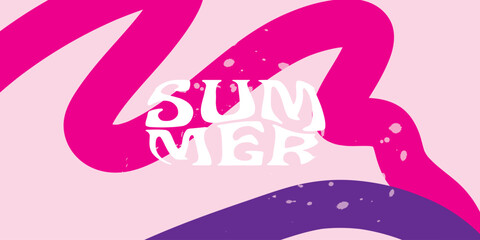 Summer horizontal abstract background with bright red hand drawn lines. Modern art minimalist style design template for sales, horizontal poster, header, cover, social media