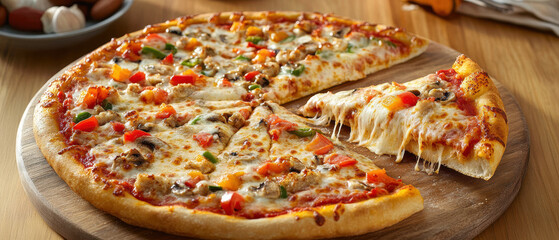Overhead perspective of delicious pizza a vibrant kitchen food photography experience
