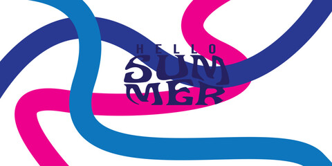 Summer horizontal abstract background with bright red hand drawn lines. Modern art minimalist style design template for sales, horizontal poster, header, cover, social media