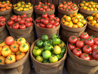 Fresh produce showcase at community farmers market a high-fidelity experience