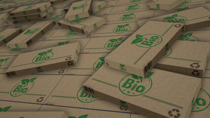 Bio organic box pack 3d illustration